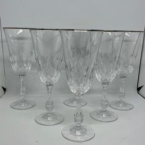 Vintage  Clear Cut Crystal Champagne Glasses - Set of 6